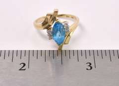 Angelic Blue Topaz with Diamonds Ring In Yellow Gold