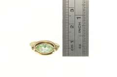 10K Yellow Gold Art Deco Men's Lime Quartz Marquise Ornate Ring