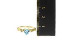 10K Yellow Gold Heart Blue Topaz December Birthstone Ring