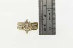 10K Yellow Gold Ctw Oval Diamond Cluster Vintage Statement Ring