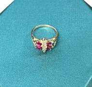 14kt Solid Yellow Gold, Ruby, & Diamond Butterfly Cocktail Ring