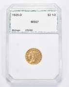 MS67 1925-D $2.50 Indian Head Gold Quarter Eagle - Graded PCI
