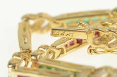 14K Yellow Gold 3.50 Ctw Ruby Sapphire Diamond Tennis Bracelet