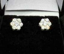 1 CT DIAMOND CLUSTER STUDS SET IN 14K WHITE GOLD