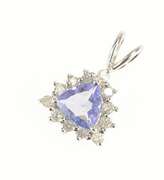14K White Gold Trillion Tanzanite Diamond Halo Statement Pendant