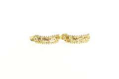 14K Yellow Gold Squared Chain Semi Hoop Vintage Curved Bar Earrings