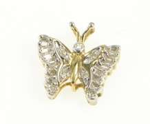 10K Yellow Gold Diamond Butterfly Cluster Classic Vintage Pendant