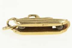 14K Yellow Gold 3D Sled Paddle Boat with Person & Swan Charm/Pendant