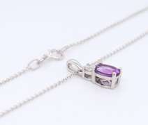 Fantastic White Gold Oval Amethyst and Diamond Pendant on Chain Necklace