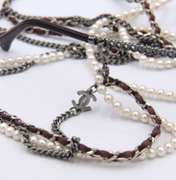 Authentic Chanel Burgandy Pearl Chain Around Sunglasses