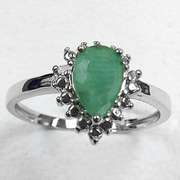 1/2 CT GENUINE EMERALD SILVER RING