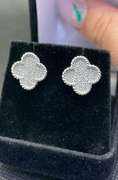 FOUR-LEAF CLOVER DIAMOND STUD EARRINGS IN 14KT WHITE GOLD