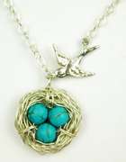 Sterling Bird & Nest Necklace