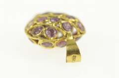 18K Yellow Gold Ruby Encrusted Puffy Domed Heart Love Charm/Pendant