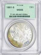 Superb Gem BU 1881S Morgan OGH PCGS MS 65 With Nice Obverse Toning!