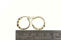 10K Yellow Gold Diamond Twist Design 17.8mm Hoop Earrings