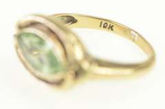 10K Yellow Gold Art Deco Men's Lime Quartz Marquise Ornate Ring