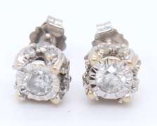 Sparkling White Gold Illision Set Diamond Earrings