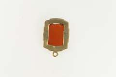 14K Yellow Gold Victorian Ornate Carnelian Squared Statement Pendant
