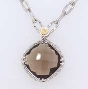 Tacori Truffle Smokey Quartz Cushion Cut Pendant Necklace