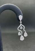 STUNNING 2.00 CARATS T.W. DIAMOND CLUSTER DROP EARRINGS IN 18K WHITE GOLD