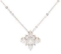 Fabulous Italian Round Diamond Cluster Pendant on Chain