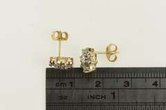 14K Yellow Gold 0.80 Ctw Diamond Flower Cluster Stud Earrings