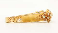 14kt Solid Yellow Gold and Opal Antique Bangle