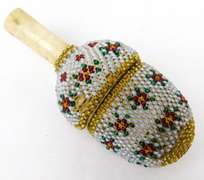 Rare Antique French Bone & Glass Beads Bobbin Holder