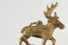 14K Yellow Gold 3D Forest Reindeer Finland Deer Elk Caribou Charm/Pendant