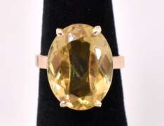 Large Citrine Ring In 14K Yellow Gold