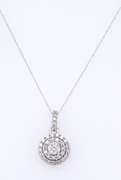 Elegant White Gold Round Brilliant Cut Diamond Double Halo Pendant on Chain