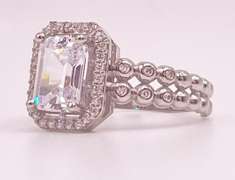 14kt Solid White Gold Cocktail Ring