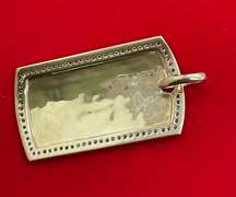 14K YELLOW GOLD DOG TAG PENDANT WITH DIAMONDS