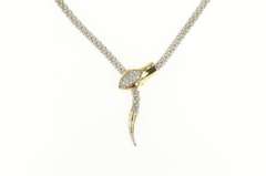 14K White Gold 0.16 Ctw Diamond Ruby Eye Snake Lavalier Necklace