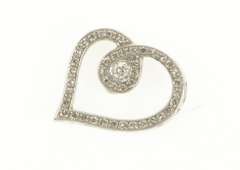 10K White Gold Classic Diamond Inset Loop Heart Love Pendant