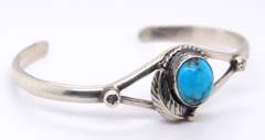 Vintage 925 Sterling Silver Turquoise Cuff Bangle