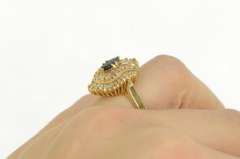 14K Yellow Gold Sapphire Diamond Ballerina Halo Engagement Ring