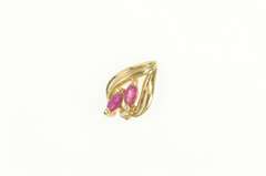 10K Yellow Gold Marquise Ruby Cluster Tear Drop Classic Pendant