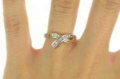 14K Yellow Gold 0.36 Ctw Diamond Two Tone Bypass Statement Ring