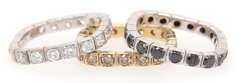 Dynamic 4.90ctw Black Top Light Brown and White Diamond Eternity Band Ring Set in 18K