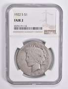 FAIR 2 1922-S Peace Silver Dollar NGC Lowball Low Ball