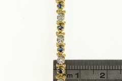 10K Yellow Gold Sapphire Diamond Wavy Link Tennis Bracelet