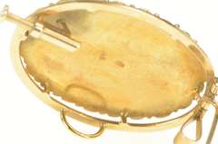 14K Yellow Gold Victorian Royal Blue Floral Enamel Pendant/Pin