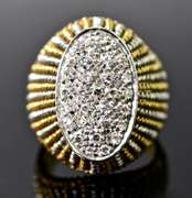 Fabulous Two-Tone 18K Diamond Cluster Ring