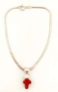 Sterling Silver Snake Chain Bracelet with Cross Charm