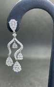 STUNNING 2.00 CARATS T.W. DIAMOND CLUSTER DROP EARRINGS IN 18K WHITE GOLD