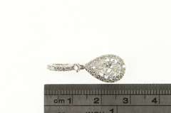 18K White Gold 2.09 Ctw Pear 1.40 Ct VS Diamond Halo Pendant