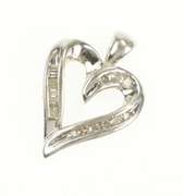 10K White Gold Diamond Inset Heart Classic Love Symbol Pendant