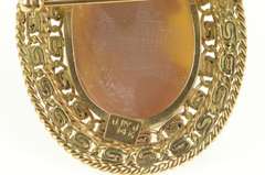 14K Yellow Gold 3D Ornate Carved Shell Cameo Rope Trim Pin/Brooch